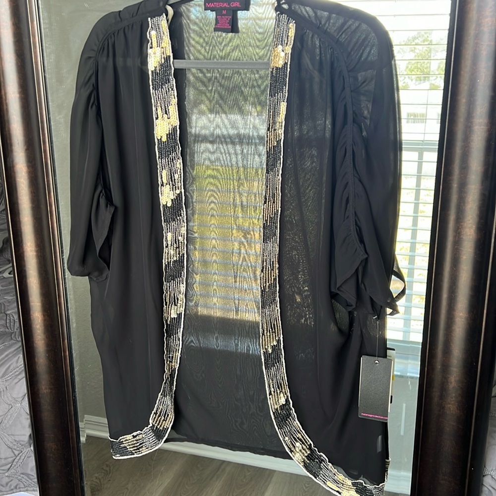 NWT Sequin Trim Cardigan Medium